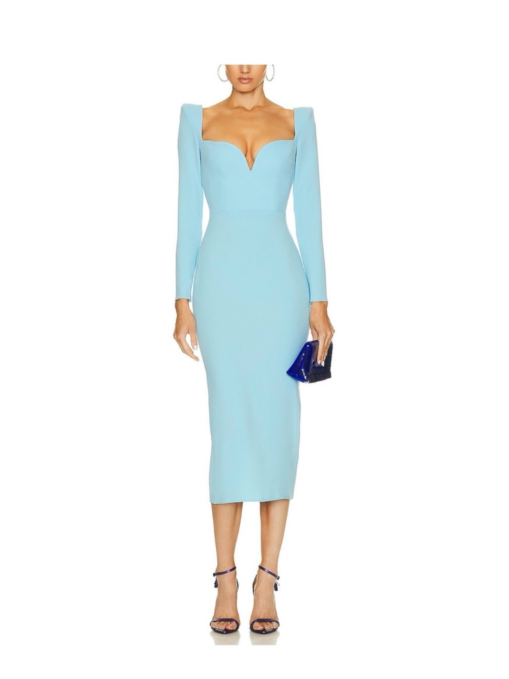 Alex Perry Powder Blue Long-Sleeve Midi Dress